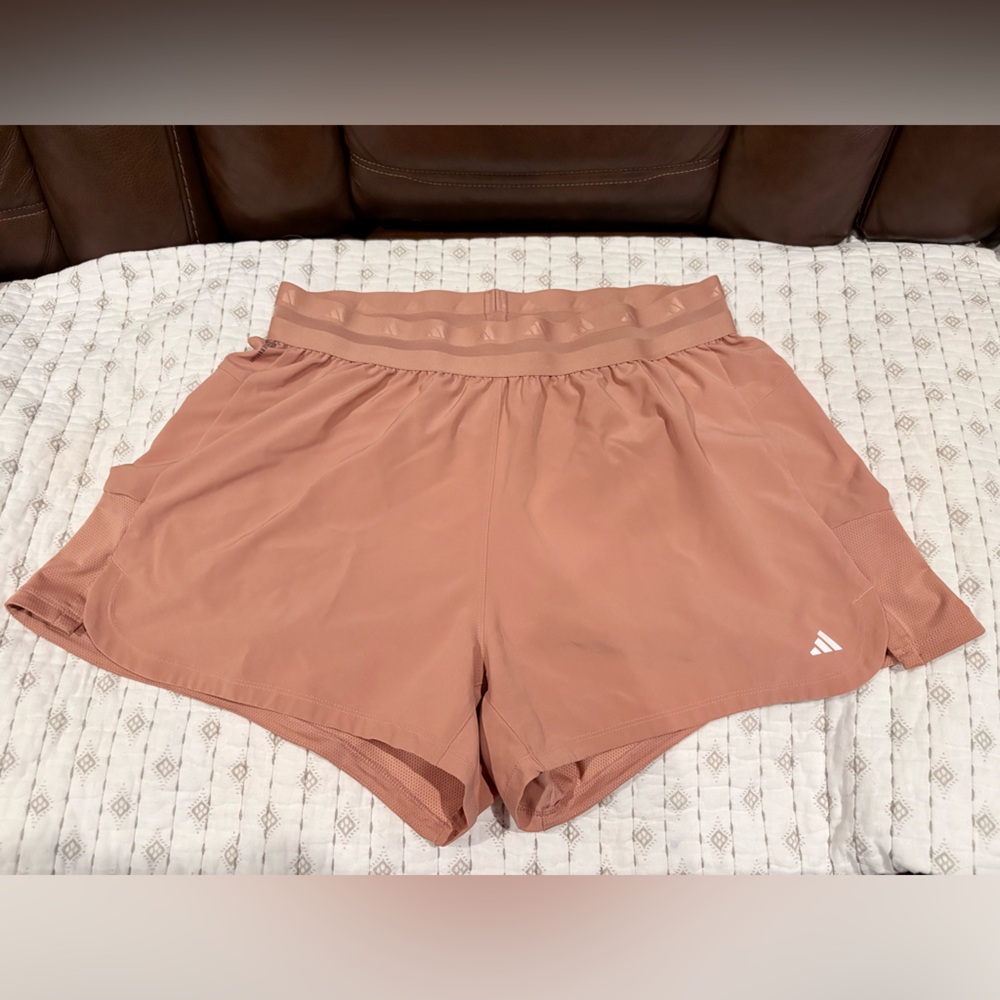 Adidas Women's Athletic Aeroready Shorts in Soft Pink Nude